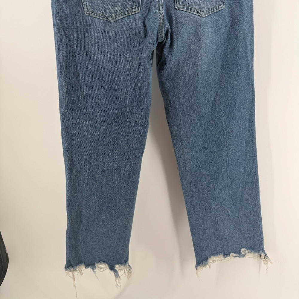 Free People We The Free Straight Leg Jeans Blue Button Fly Raw Hem Size 26 - Picture 7 of 11